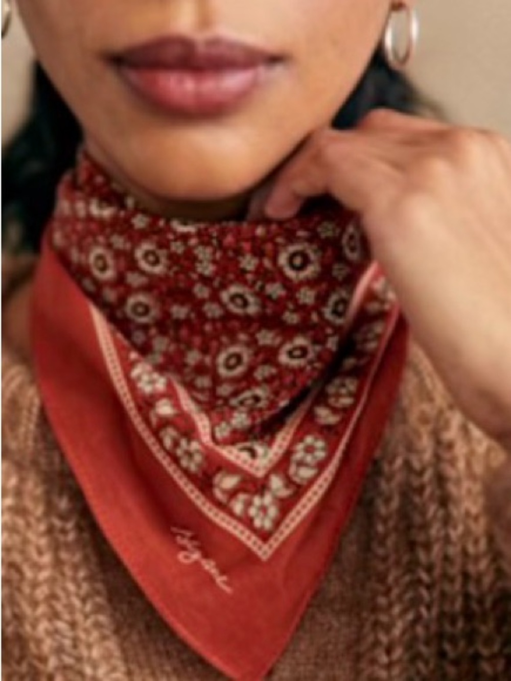 NWT Sezane Floral Scarf - terracotta color - Picture 4 of 4